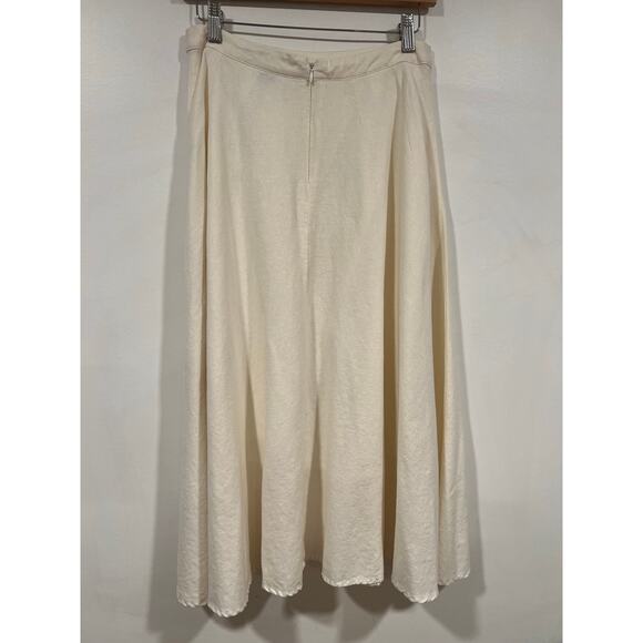 Women’s WHO WHAT WEAR Minimalist Summer Linen Midi Skirt 2 Cream - Picture 4 of 5